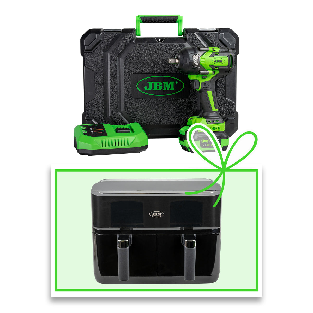 AVVITATORE A IMPULSI BRUSHLESS A BATTERIA 1/2"" 1000NM CON VALIGETTA + FRIGGITRICE | 60051C-F