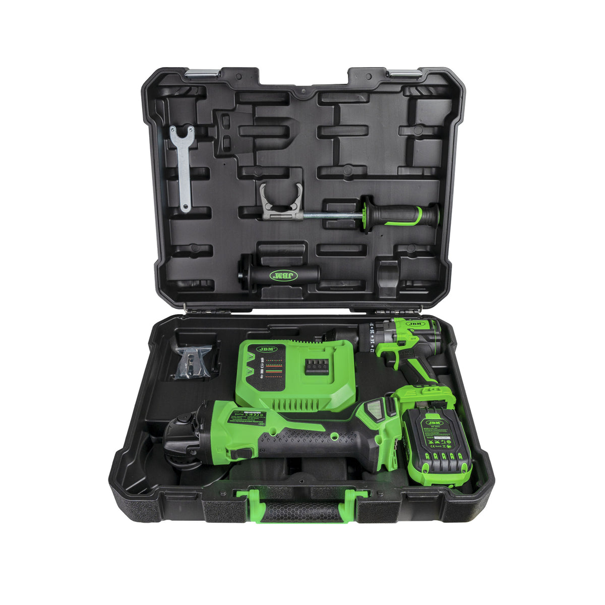 KIT SMERIGLIATRICE ANGOLARE E TRAPANO A PERCUSSIONE A BATTERIA CON CUSTODIA | 60053C