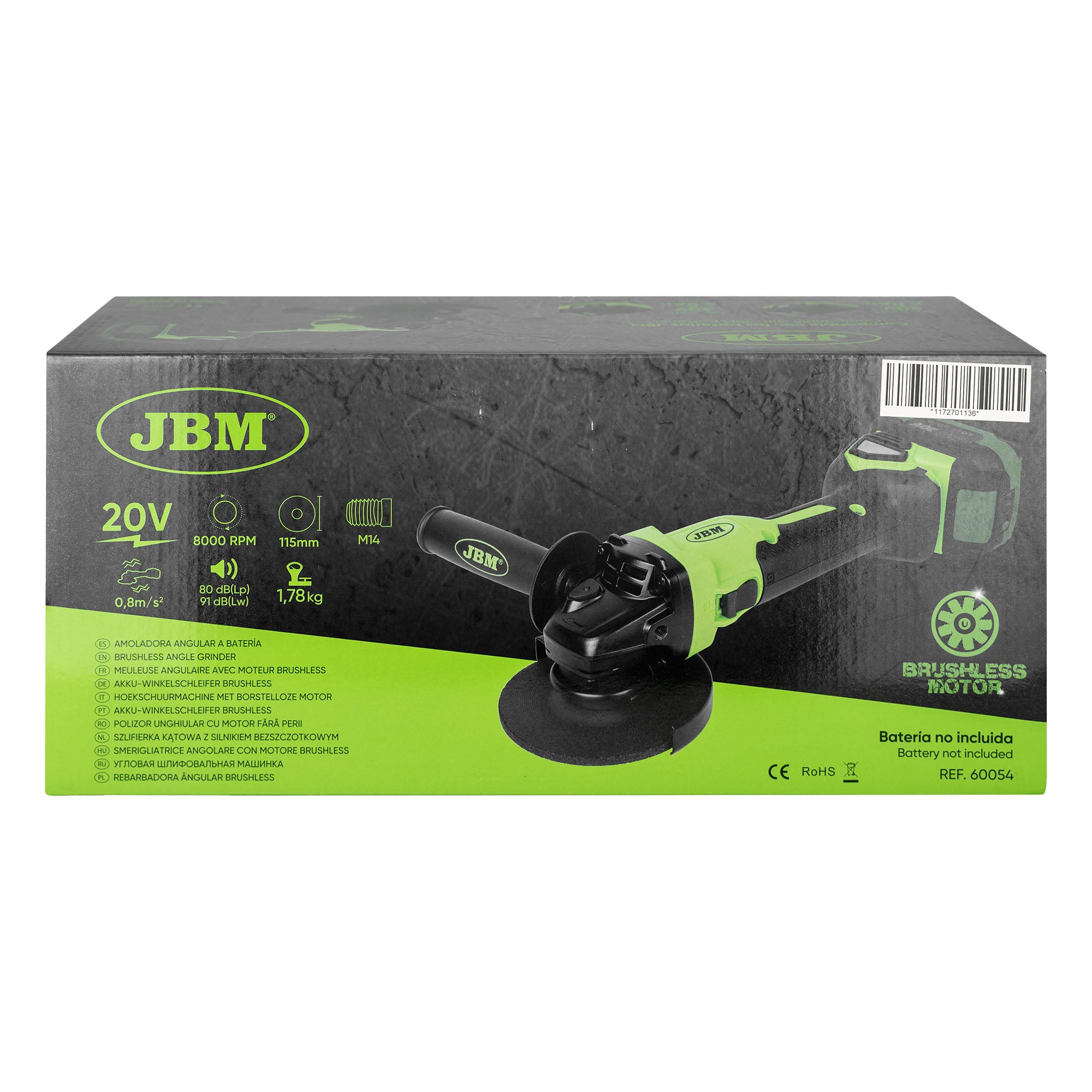 60054 SMERIGLIATRICE ANGOLARE CON MOTORE BRUSHLESS 115MM