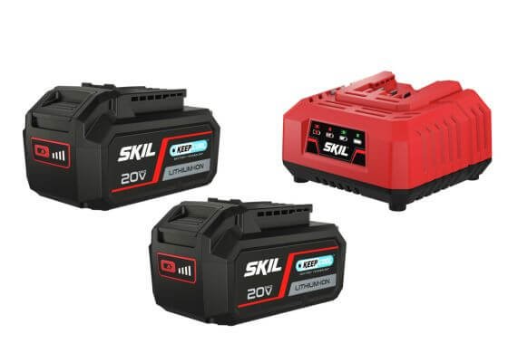MODEL 3112-Set di 2 batterie agli ioni di litio 20V Max 4,0 Ah "Keep Cool" e caricabatterie Skil 3112 BA