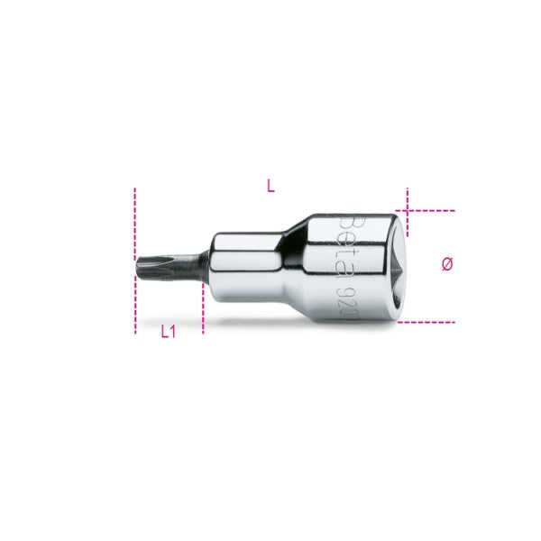 920TX/55L Chiavi a bussola maschio per viti con impronta Torx®, con attacco quadro femmina 1/2" cromate - inserti bruniti