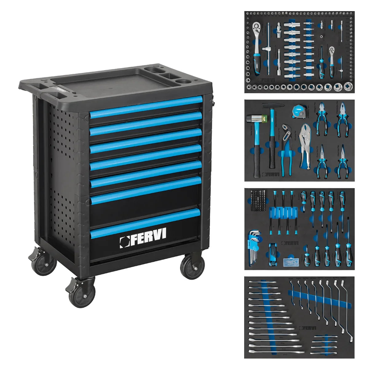 Carrello 298 utensili e 7 cassetti autobloccanti | FERVI cod. C600C4