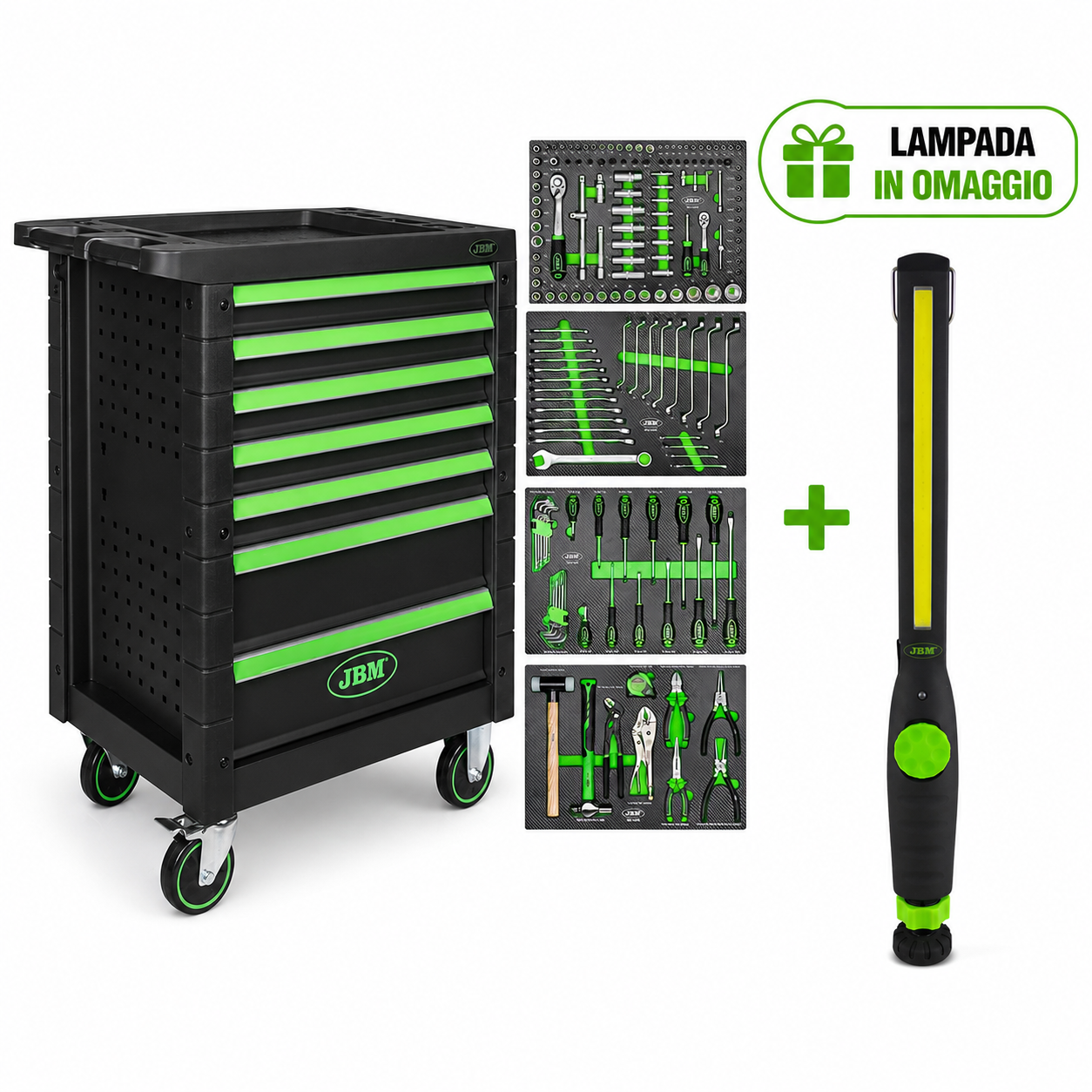 CARRELLO A 7 CASSETTI CON UTENSILI + LAMPADA 400lm IN REGALO | 53904 ⭐️ FUORITUTTO ⭐️