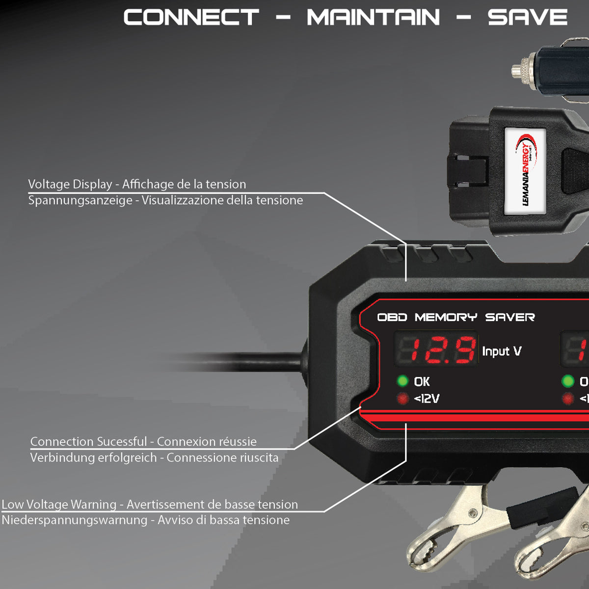 Salva memoria centralina Lemania ADVANCED OBD MEMORY SAVER | 00347