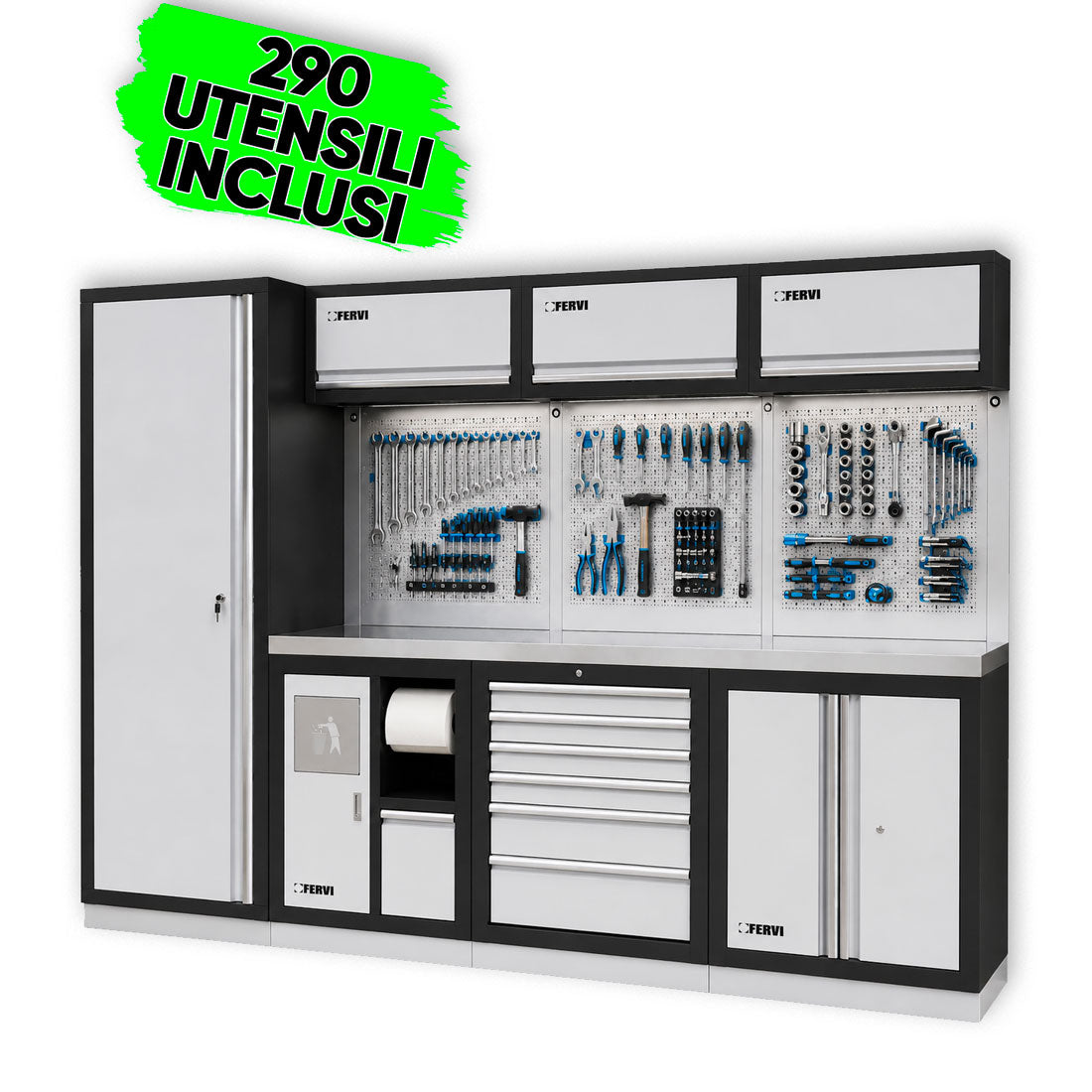 ARREDAMENTO MODULARE PER OFFICINA FERVI 290 UTENSILI INCLUSI | A008G