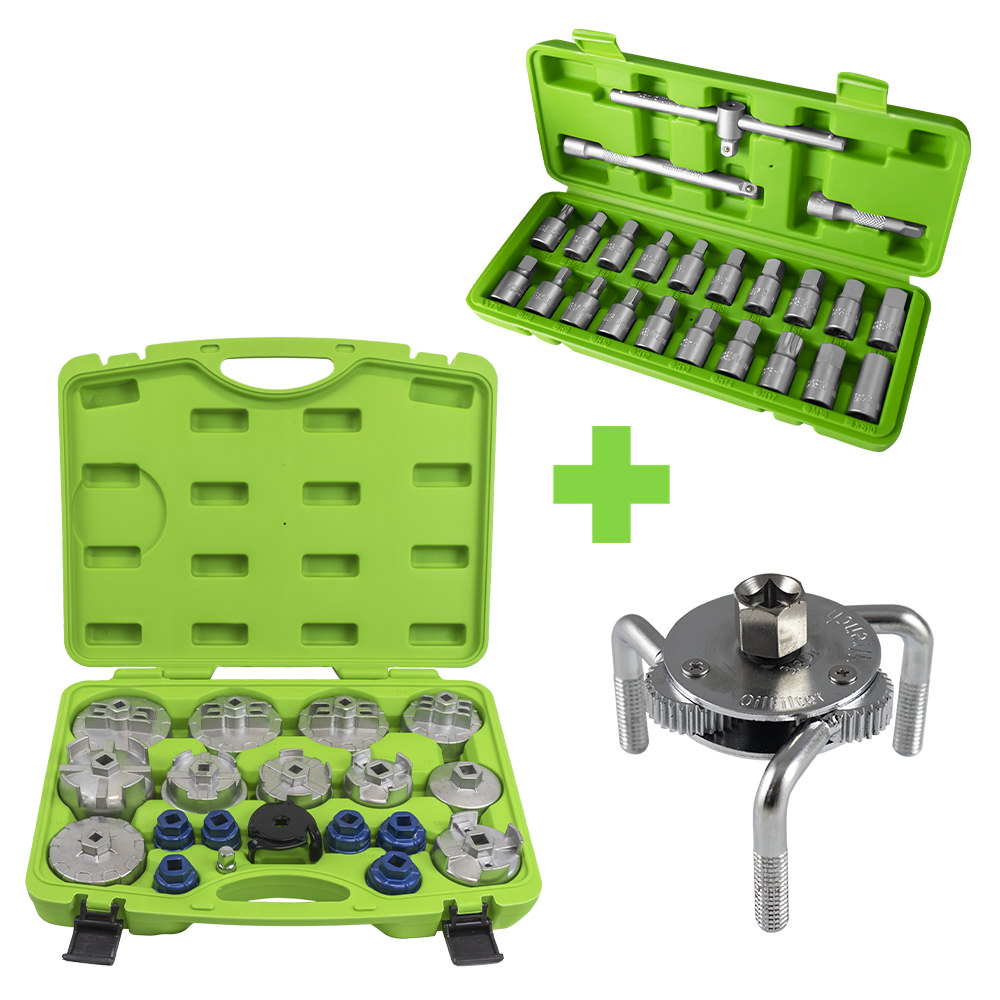 PROMO: ESTRATTORE DEL FILTRO + KIT DI BUSSOLE + SET DI CHIAVI PER FILTRI DELL OLIO IN ALLUMINIO | SERIE373