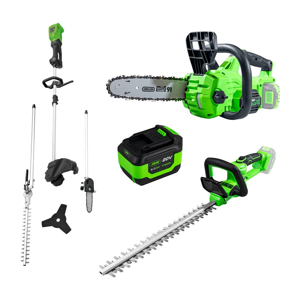 MOTOSEGA ELETTRICA 60029 + TAGLIASIEPI  60031 + MACCHINA DA GIARDINO 60040 + BATTERIA 60015 | SERIE434