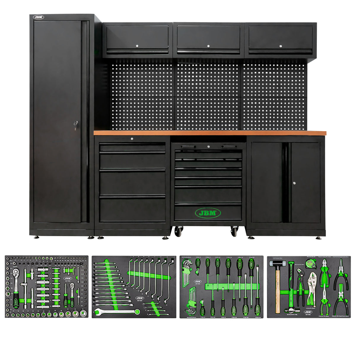 SET DI MOBILI COMPONIBILI PER OFFICINA (18 PEZZI) - NERO | SERIE446K