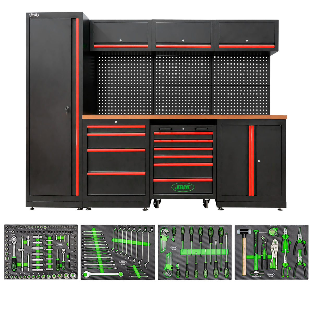 SET DI MOBILI COMPONIBILI PER OFFICINA (18 PEZZI) - ROSSO | SERIE446R