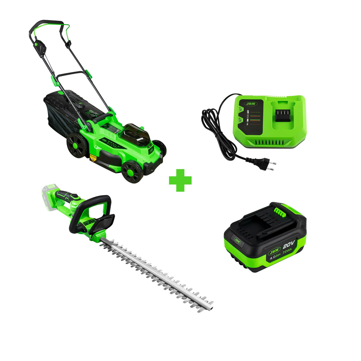 60031 TAGLIASIEPI A BATTERIA + 60045 TOSAERBA A BATTERIA + 60016 + 60013 | SERIE462