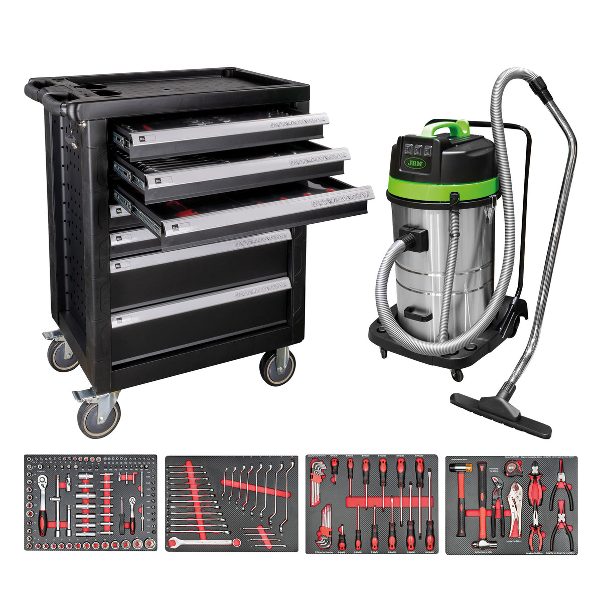 43904 CARRELLO A 7 CASSETTI + 51838 ASPIRATORE DA 80 LITRI (SECCO + UMIDO) | SERIE483