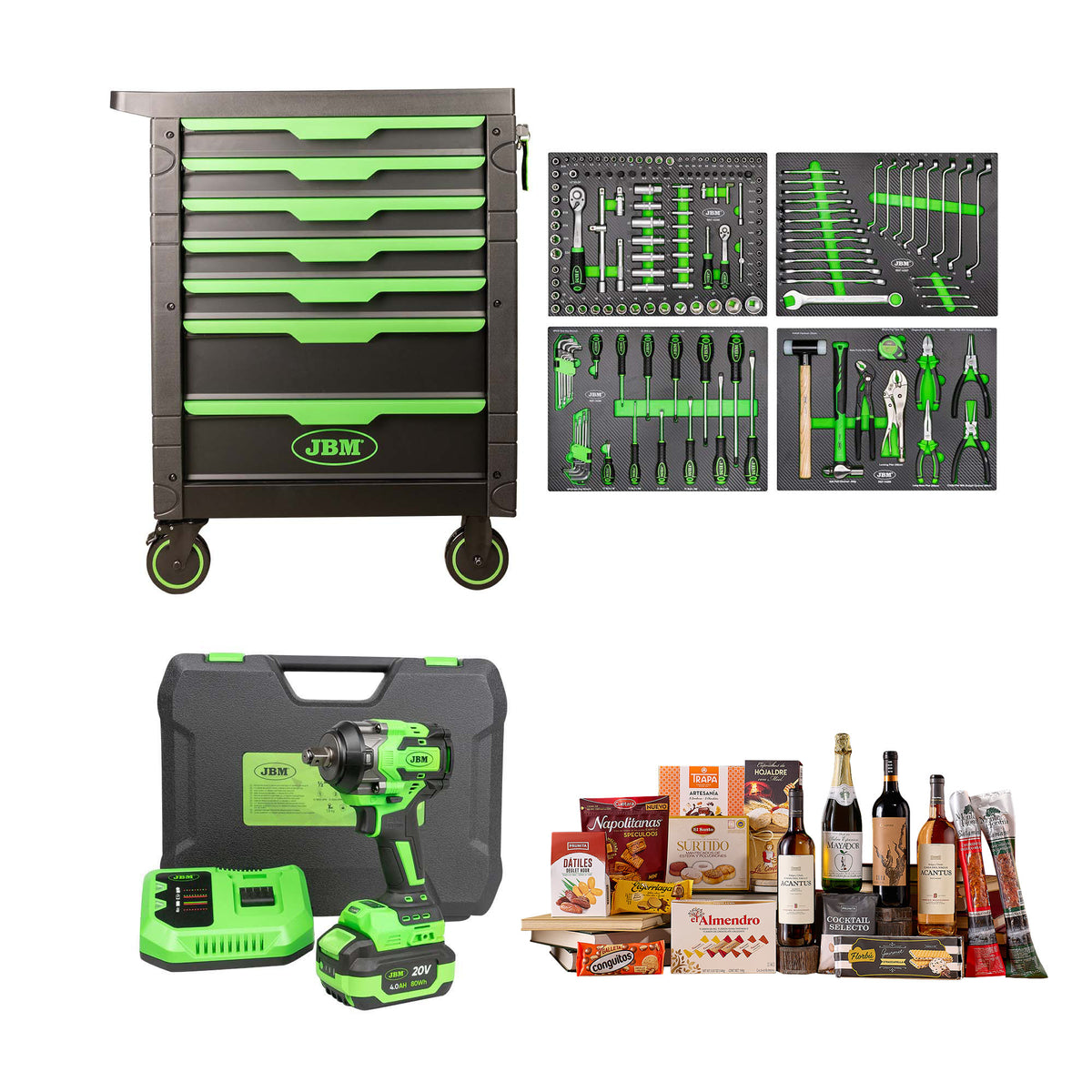 CARRELLO A 7 CASSETTI - VERDE + 60046C CHIAVE A IMPATTO BRUSHLESS 1/2" 800NM | SERIE531C