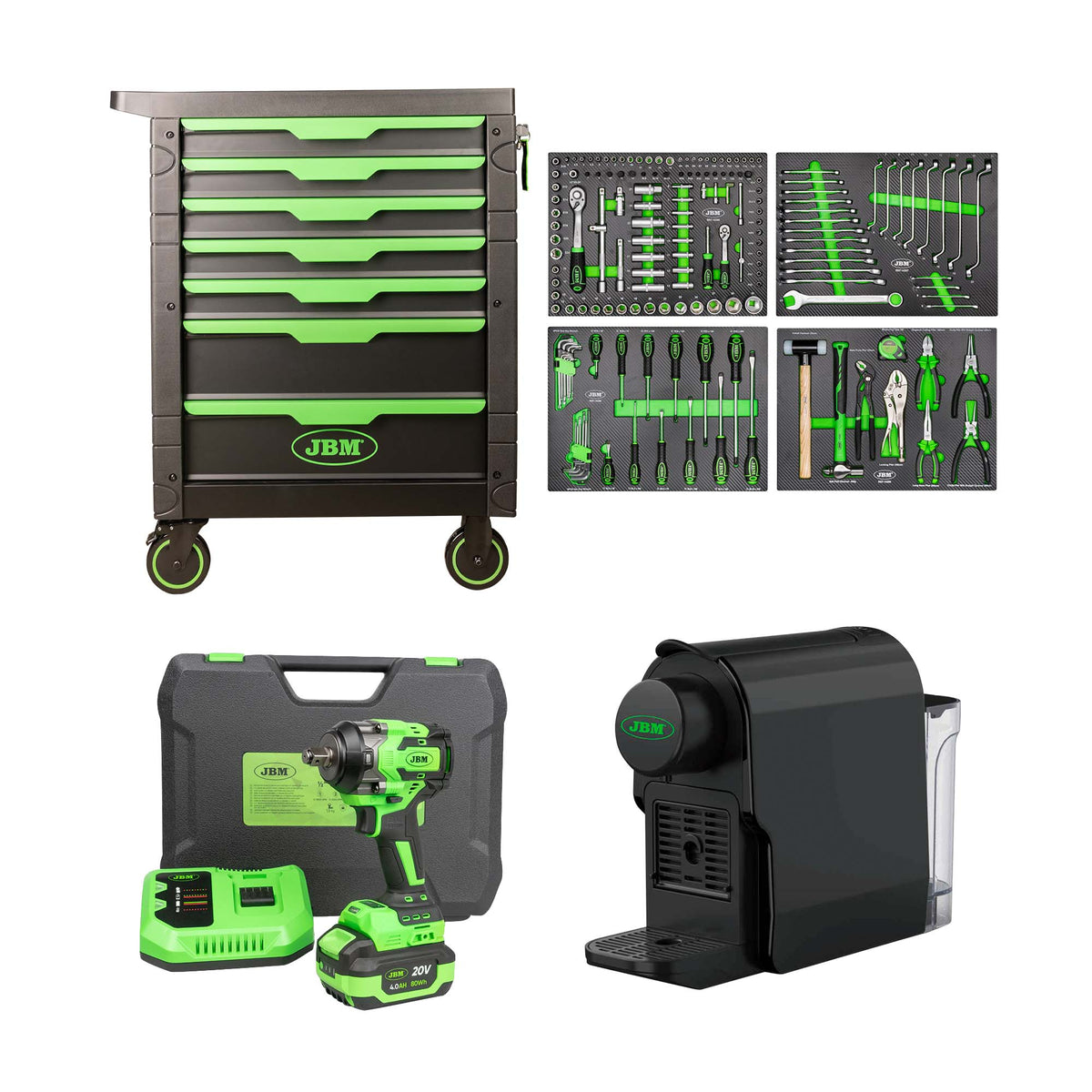 CARRELLO A 7 CASSETTI - VERDE + 60046C CHIAVE A IMPATTO BRUSHLESS 1/2" 800NM | SERIE531E