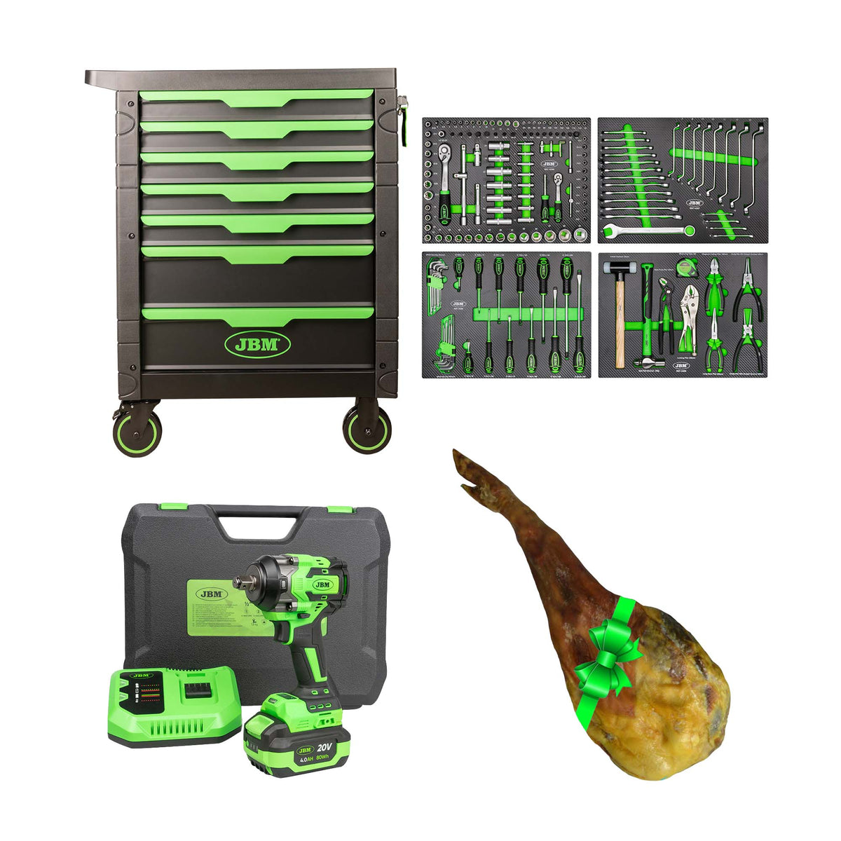 CARRELLO A 7 CASSETTI - VERDE + 60046C CHIAVE A IMPATTO BRUSHLESS 1/2" 800NM | SERIE531