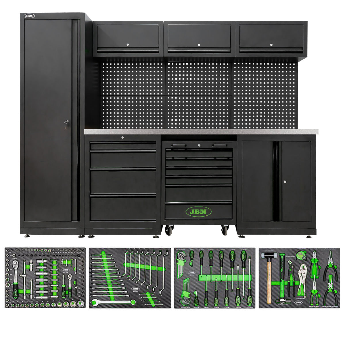 SET DI MOBILI COMPONIBILI PER OFFICINA (18 PEZZI) - NERO | SERIE588K