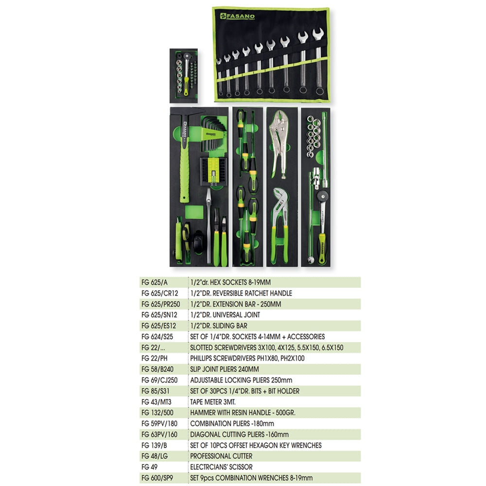 Cassetta Porta Utensili a 5 scomparti con Assortimento 104 Utensili Professionali | FG 111/AS104