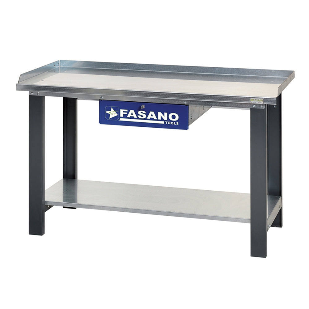 Banco da lavoro con ripiano in acciaio e cassetto -1.5m | FG 129/D1.5