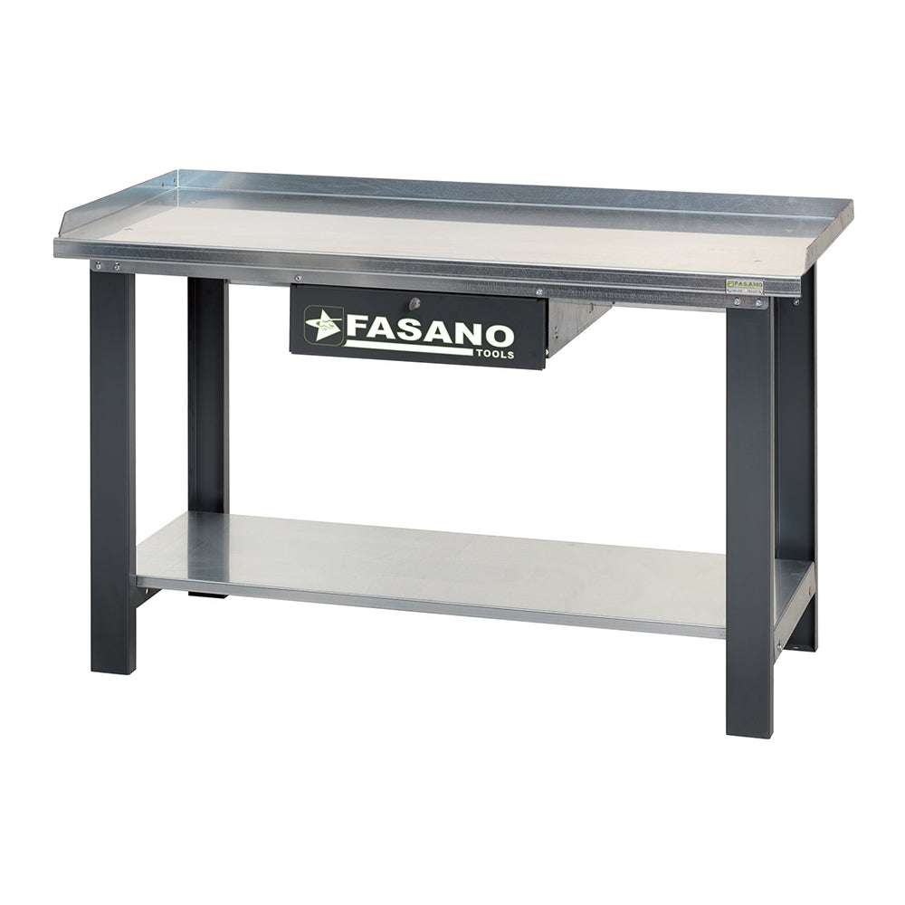 Banco da lavoro con ripiano in acciaio e cassetto -1.5m | FG 129/D1.5