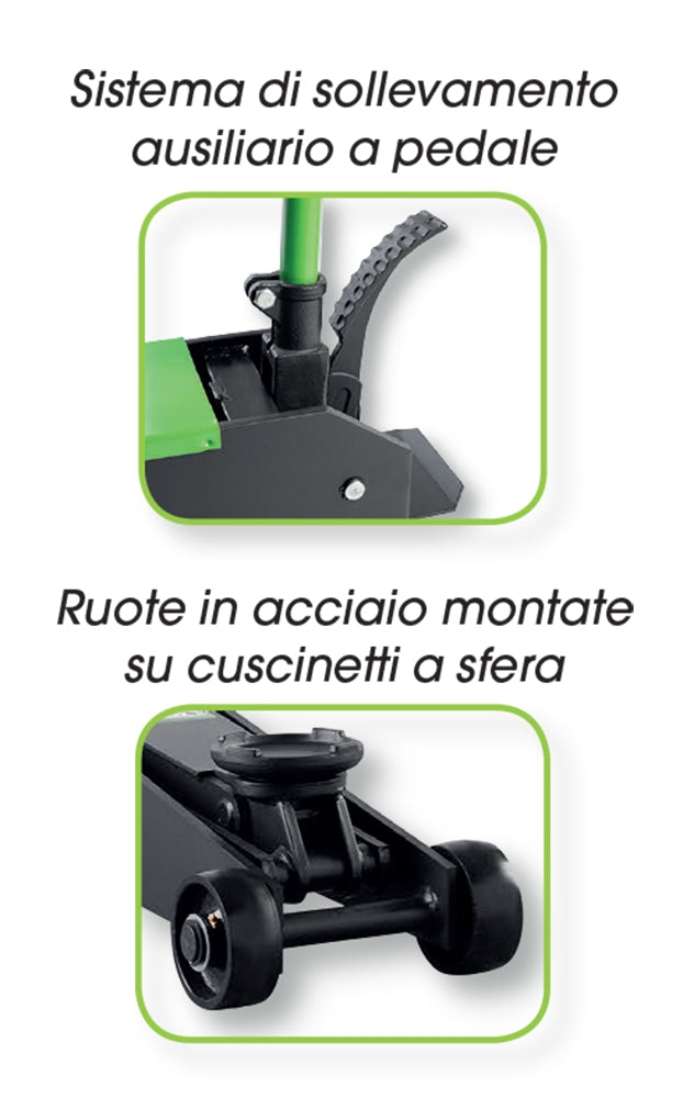 Sollevatore Idraulico a Carrello 5 Tonnellate - Modello Lungo - Per Mezzi Pesanti | FG 722/5T
