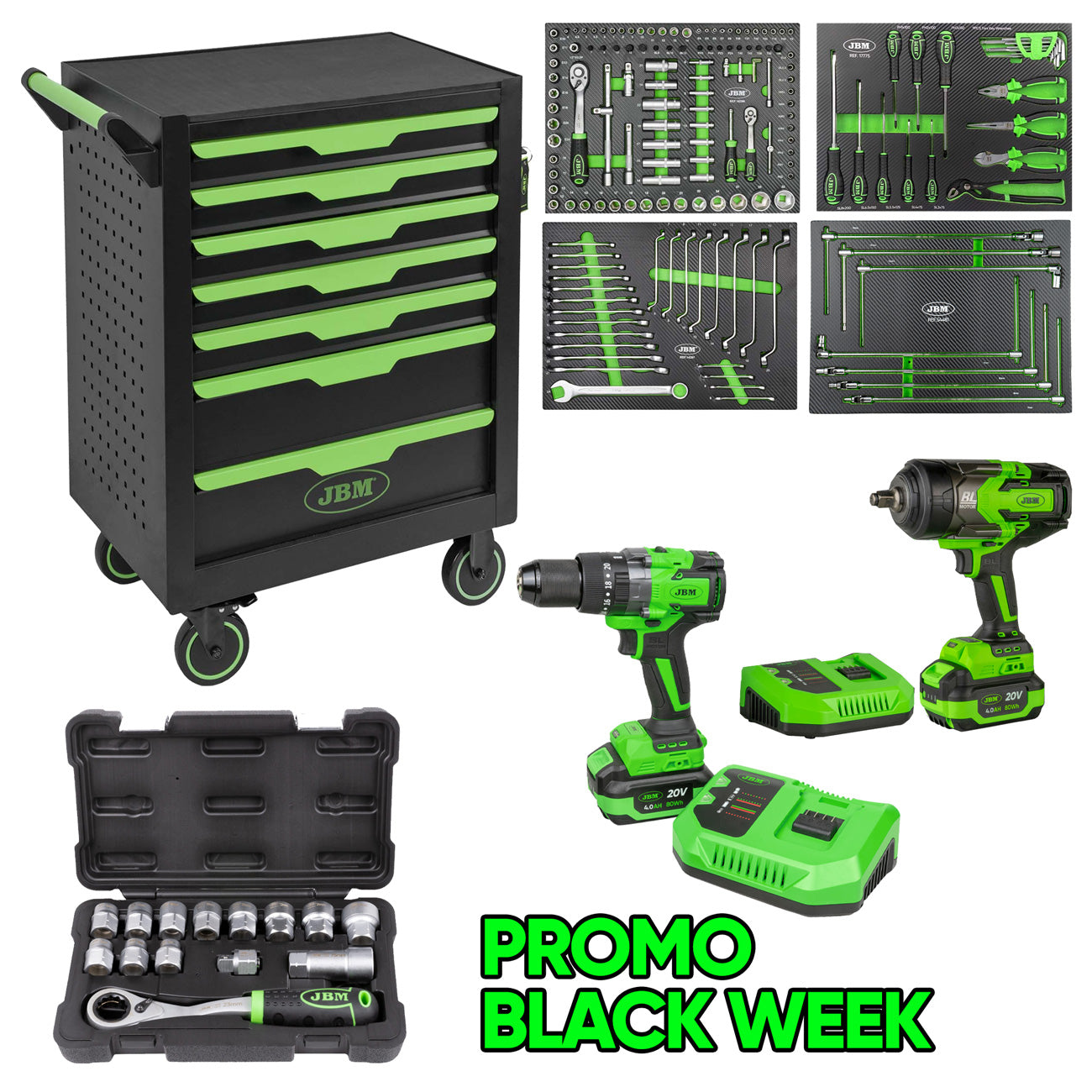 SUPER PROMO OFFICINA | CARRELLO + SNODI + UTENSILI + 2 AVVITATORI + GO-THROUGH | 54834 [BLACK WEEK]